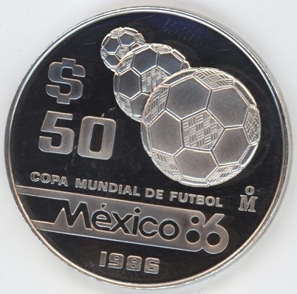 Mexico 50 Pesos 1986 World Cup Soccer Games Vz Unz En Argent