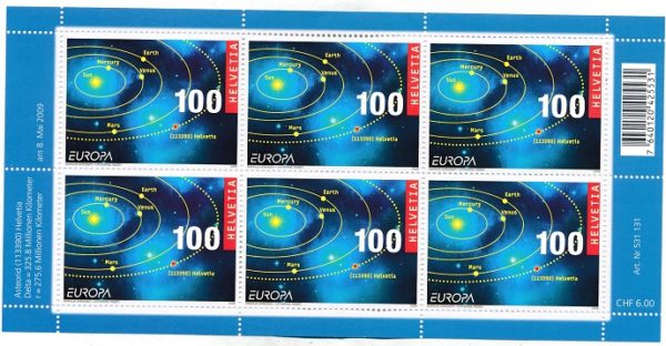 Timbres spéciaux 2009 Europe Astronomie feuillet de 6 timbres Neuf