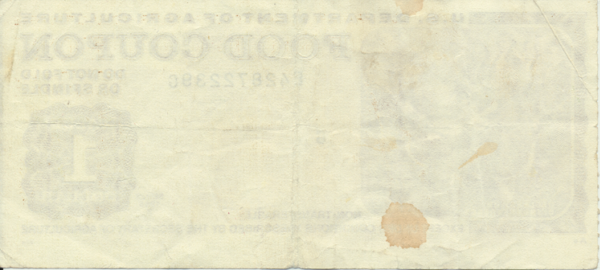 USA Food Coupon Departement Of Agriculture 1 Dollar 1985 – Image 2
