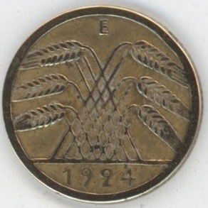 Germany Weimar 5 Rentenpfennig 1924 E (ss)