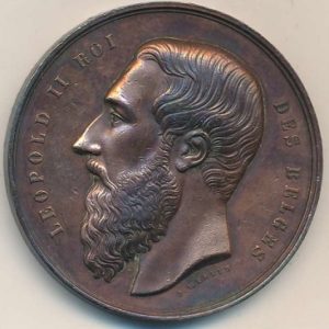 Médaille Leopold II Roi des Belges 1876 Confé. de Bruxelles pour l'exploration de l'Afrique centrale.