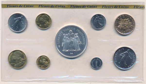 France Série 1978 Fleur de Coins avec 50 Francs Hercule en argent – Image 2