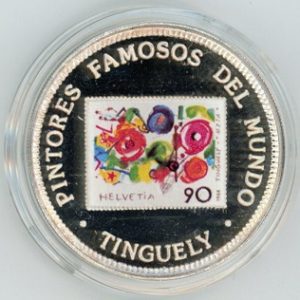 Equatorial Guinea 7000 Francos 1995 Swiss stamp of Jean Tinguely (unz) en argent