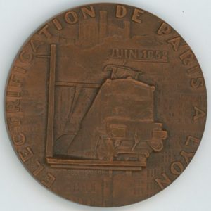 Médaille SNCF Electrification Paris-Lyon 1952 Bronze