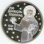 Médaille Heiliger Antonius Von Padua en argent 999