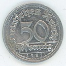 Germany Weimar 50 Reichspfennig 1921 G (ss-vz)