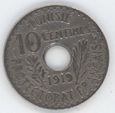 Tunisie 10 Centimes 1919 (ss)