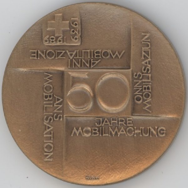 Médaille 50 Ans Mobilisation Suisse (72.8gr) Bronze – Image 2