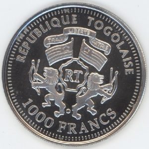 Togo 1000 Francs 2002 World (Cup Soccer - USA 1994) (vz) en argent