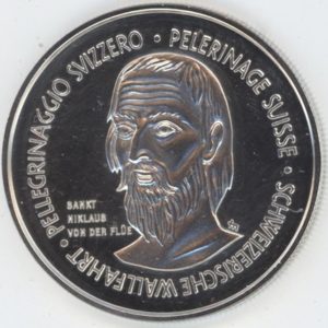 Médaille Saint Nicolas de Flue Pèlerinage Suisse Jubile 1975 en argent