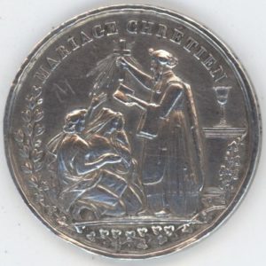 Médaille de Mariage France 1850 Mariage Chrétien en argent