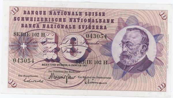 10 Francs 1977 (Gottfried Keller)