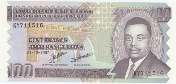 Burundi 100 Francs 2007 Neuf
