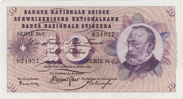 10 Francs 1964 (Gottfried Keller)