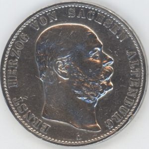 Germany Saxe-Altenburg 5 Mark 1901 A Ernst I (ss) en argent