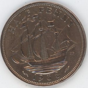 Grande-Bretagne 1/2 Penny 1938 George VI (ss)