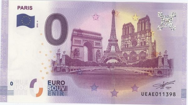 0 Euro Souvenir France Paris (Quatre Monuments) 2018-4 Neuf