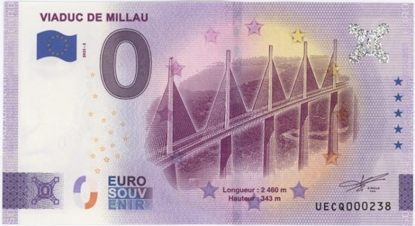 0 Euro Souvenir France Viaduc De Millau 2023-3 Neuf