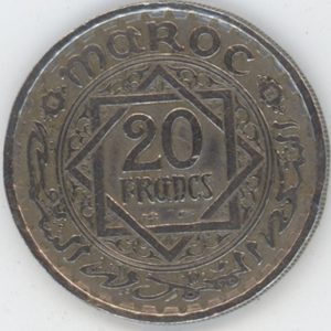 Maroc 20 Francs AH 1366 (1947) Mohammed V (ss)
