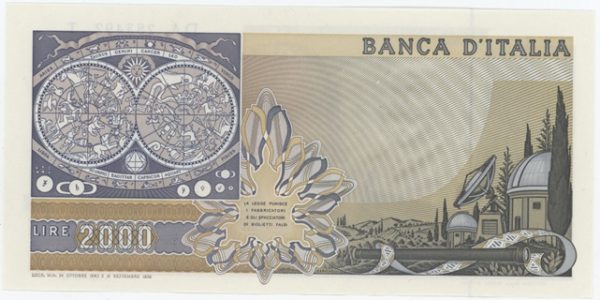Italie 2000 Lire 1973 Galileo Galilei Neuf – Image 2