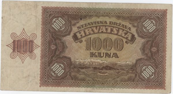 Croatie 1000 Kuna 1941 – Image 2