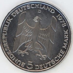 Allemagne 5 Mark 1978 D (ss+) en argent