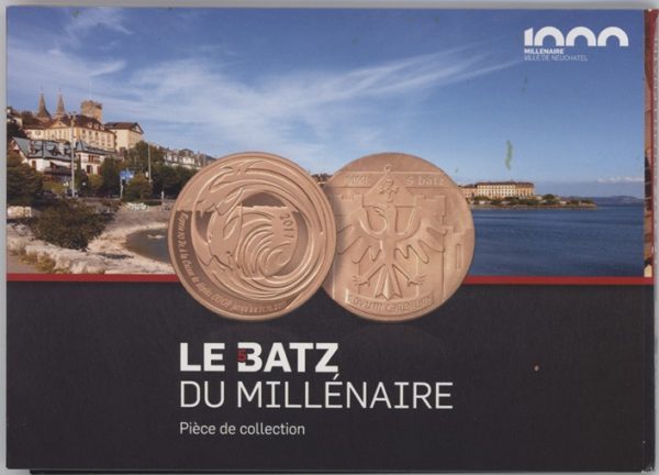 Médaille Neuchâtel Jeton Locaux Le 5 Batz du Millénaire 2011 (unz) – Image 3