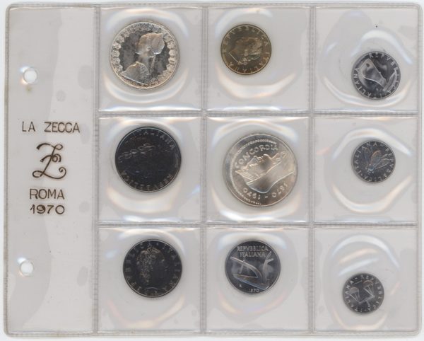 Italie série 1970 avec 500 et 1000 Lire en argent