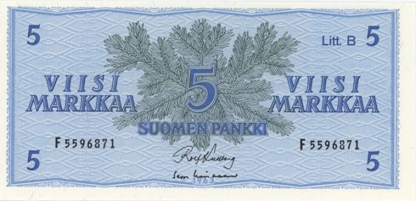 Finlande 5 Markkaa 1963 – Image 2