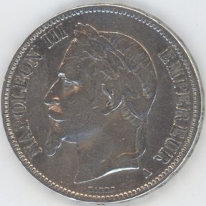 France 5 Francs 1869 A Napoléon III (ss) en argent