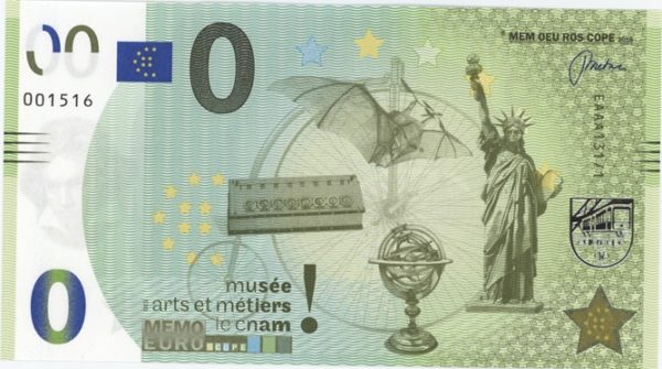 0 Euro France Memo Euro Musée arts et métiers le Cnam 2018 Neuf