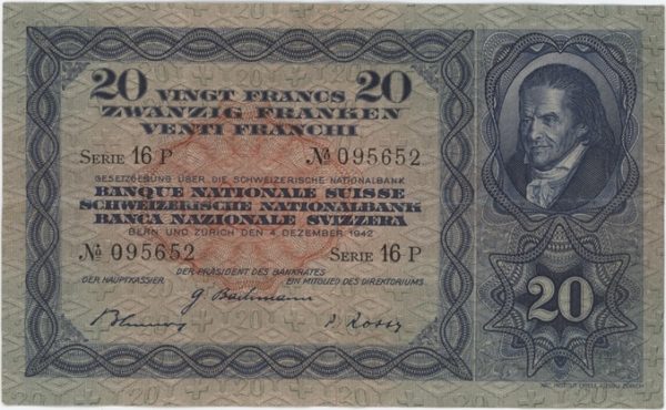 20 Francs 1942 Pestalozzi