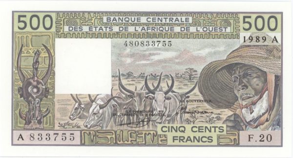 Côte d'Ivoire Banque centrale des États de l'Afrique de l'Ouest 500 Francs 1989 A Neuf