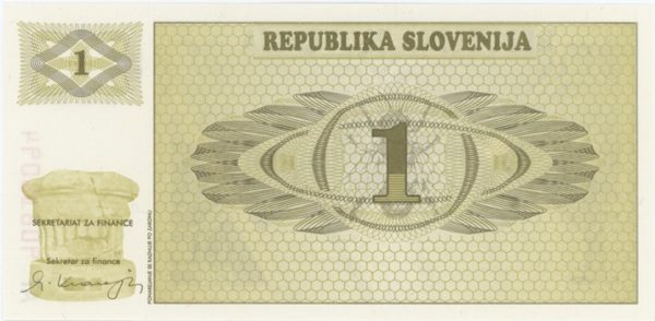 Slovénie 1 Tolar 1990 Neuf – Image 2