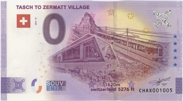 0 Euro Souvenir Suisse (Täsch To Zermatt Village) 2023-10 Neuf