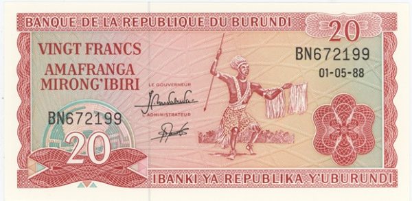 Burundi 20 Francs 1988 Neuf