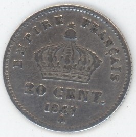 France 20 Centimes 1867 A Napoleon III (ss) en argent