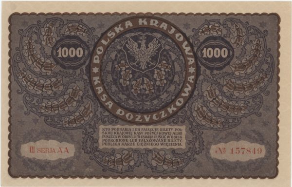 Pologne 1000 Marek 1919 – Image 2