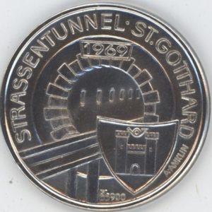 Médaille Strassen Tunnel St Gothard 1969 (unz) en argent