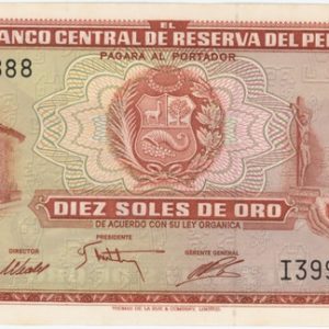 Peru 10 Soles de Oro 1975 Neuf