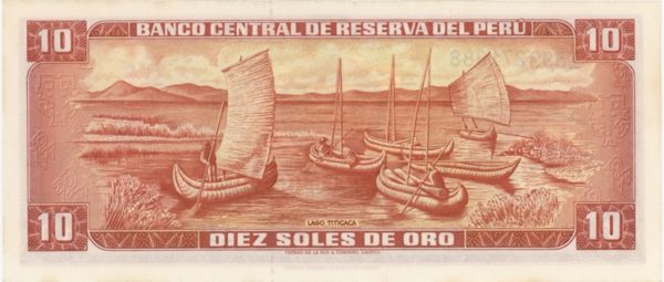 Peru 10 Soles de Oro 1975 Neuf – Image 2