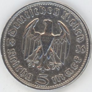 Germany Troisième Reich 5 Mark 1936 F (ss) en argent
