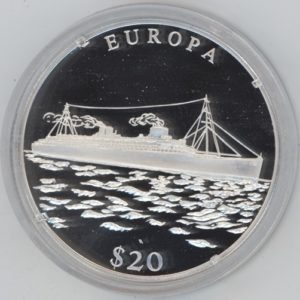 Liberia 20 Dollars 2000 Europa (unz) en argent 999