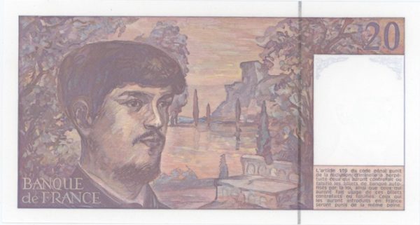 France 20 Francs 1991 Debussy Neuf – Image 2