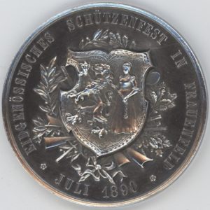 Médaille de Tir Eidgenössisches Schützenfest in Frauenfeld 1890 en argent (ss-vz)