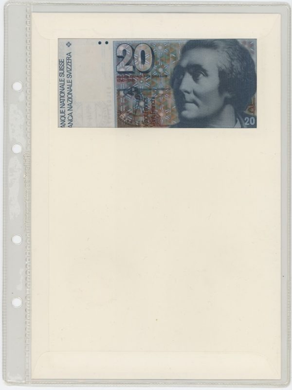 Enveloppe avec billet de 20 Francs (Saussure) Neuf – Image 2