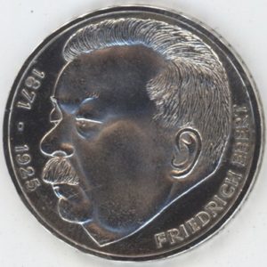 Allemagne 5 Mark 1975 J Friedrich Ebert (ss+) en argent