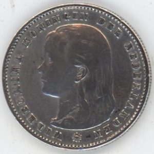 Pays-Bas 25 Cents 1893 Wilhelmina I (s-ss) en argent