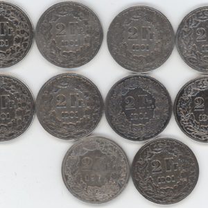 2 Francs 1901 Lot de 10 pièces (s-ss)