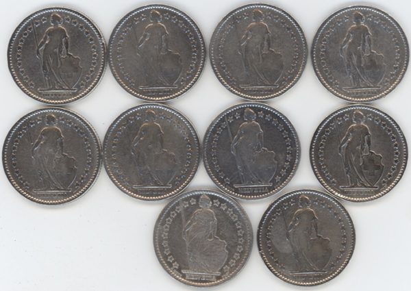 2 Francs 1901 Lot de 10 pièces (s-ss) – Image 2